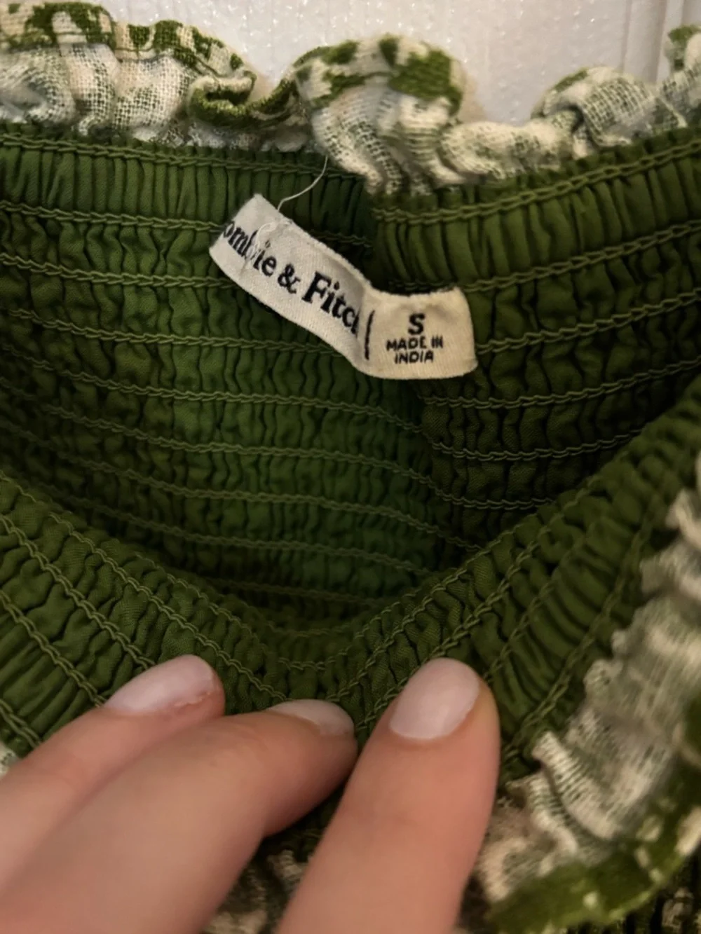 Abercrombie & Fitch Green Floral Puff-Sleeve Linen Blend Maxi Dress